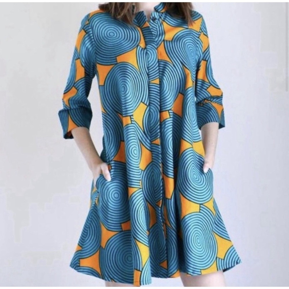 Zuri Shirt Dress in Hypnosis Print Medium